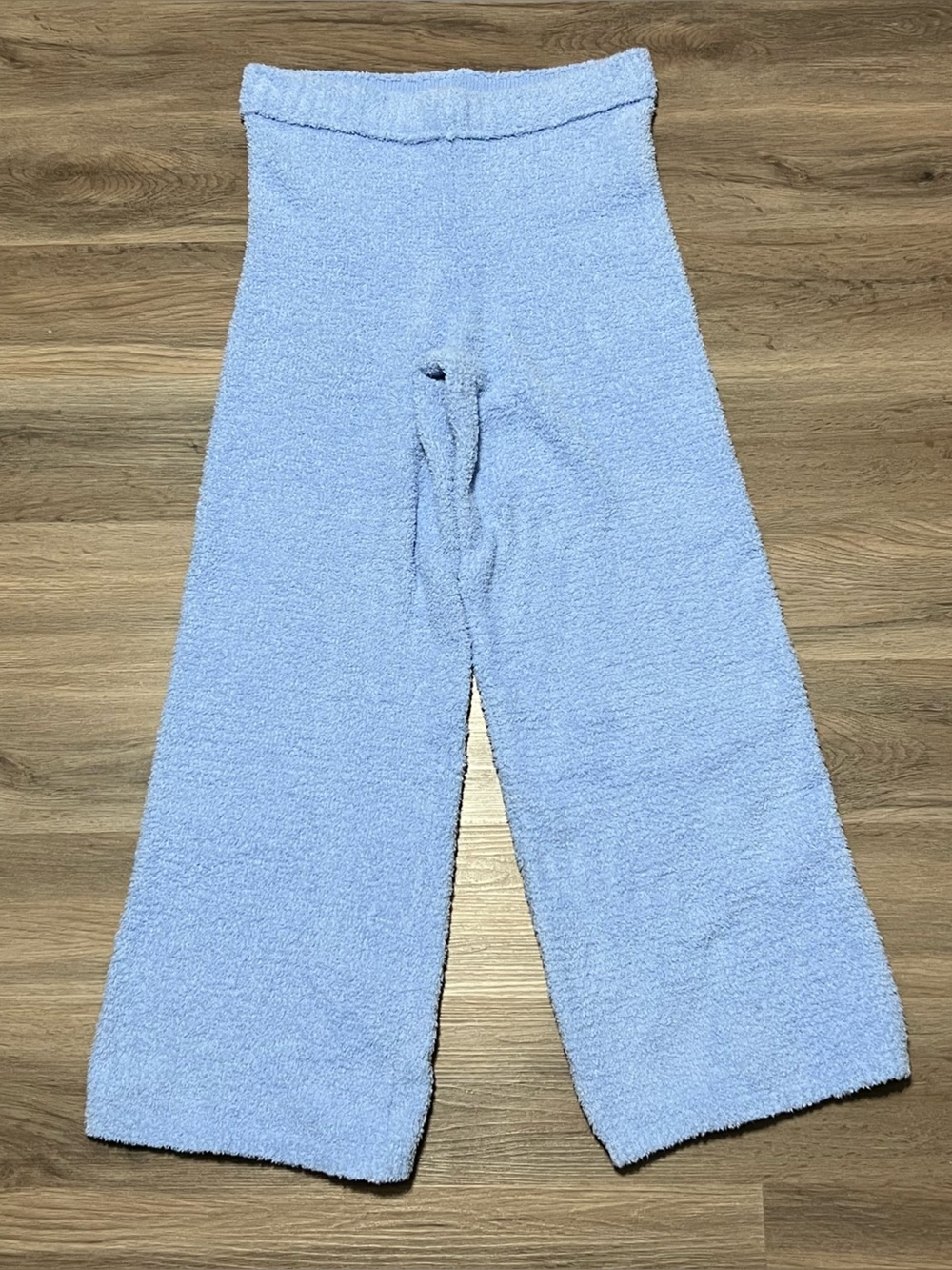 Aerie Medium Lounge Pants Blue Fuzzy Sherpa Elastic Waist High Rise Wide Leg